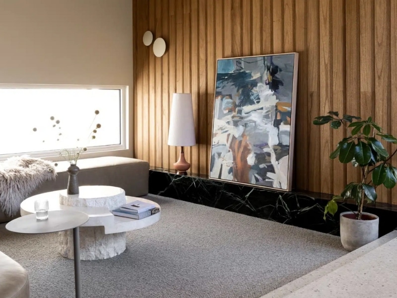 Contemporary living room demonstrating How to Lay Carpet on Tiles for comfort and modern style.