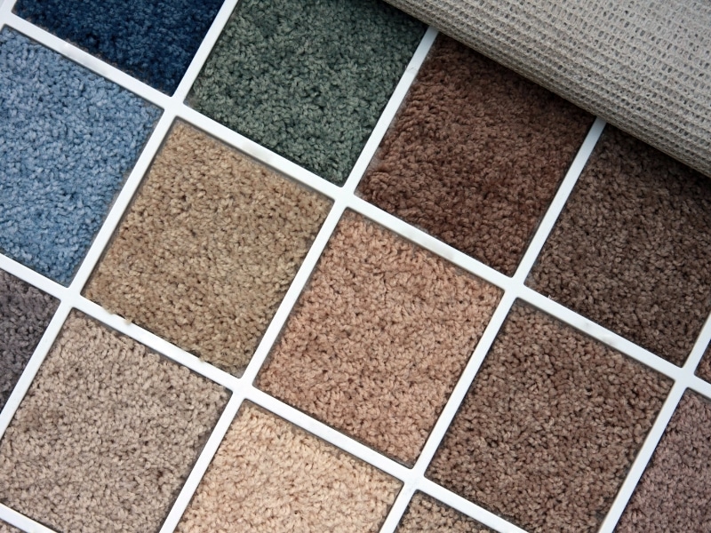 Colourful samples showing best type of carpet for home in various textures and shades.